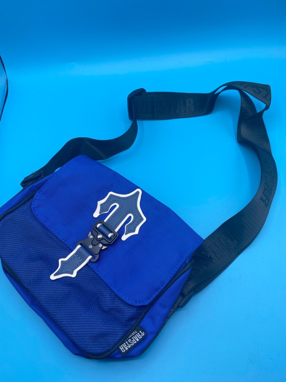 Trapstar Blue Casual Messenger Bag with Front Buckle